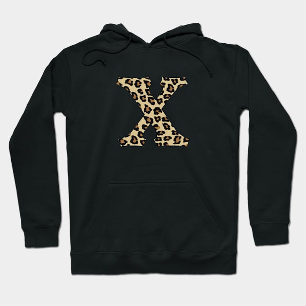 Letter X Leopard Cheetah Monogram Initial Hoodie by squeakyricardo